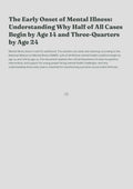 The Early Onset of Mental Illness: Understanding Why Half of All Cases Begin by Age 14 and Three-Quarters by Age 24
