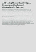 Addressing Mental Health Stigma, Diversity, and Inclusion: A Comprehensive Overview