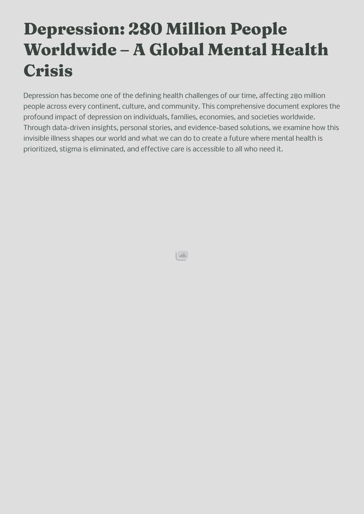 Depression: 280 Million People Worldwide – A Global Mental Health Crisis