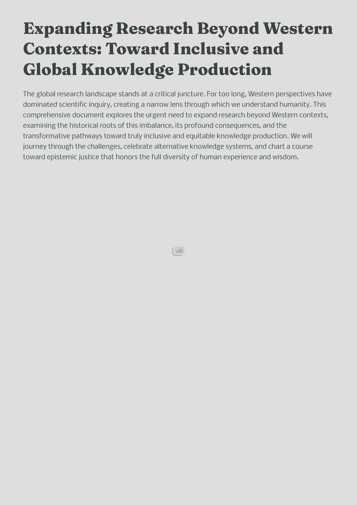 Expanding Research Beyond Western Contexts: Toward Inclusive and Global Knowledge Production