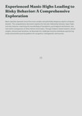Experienced Manic Highs Leading to Risky Behavior: A Comprehensive Exploration