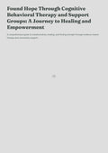 Found Hope Through Cognitive Behavioral Therapy and Support Groups: A Journey to Healing and Empowerment