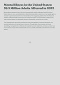 Mental Illness in the United States: 59.3 Million Adults Affected in 2022