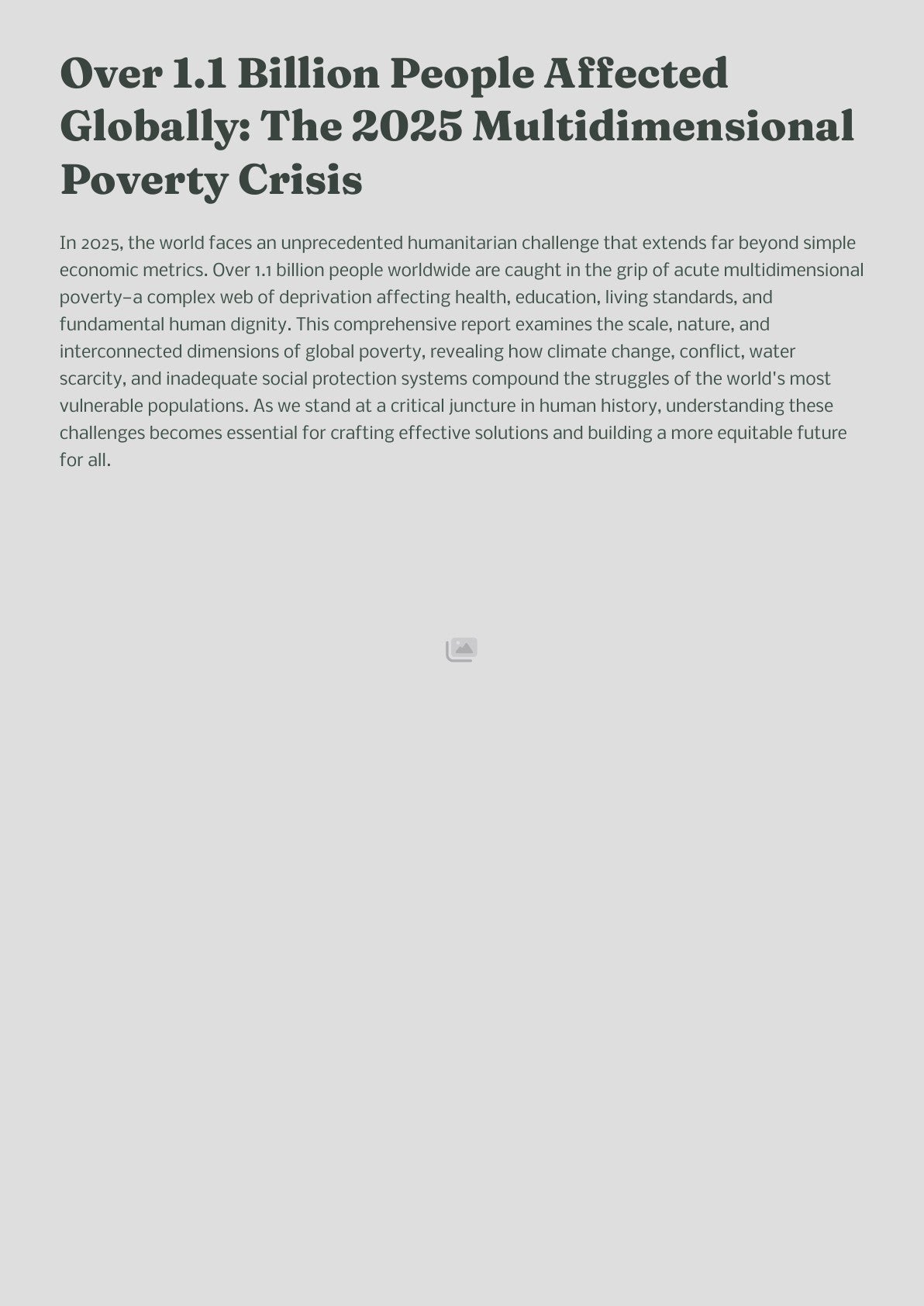 Over 1.1 Billion People Affected Globally: The 2025 Multidimensional Poverty Crisis