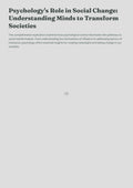 Psychology's Role in Social Change: Understanding Minds to Transform Societies