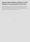 Serious Mental Illness Affects 1 in 20 Adults: A Comprehensive Overview
