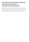 D iscovering the Individual's Potential and Self-Actualization: A Comprehensive Exploration