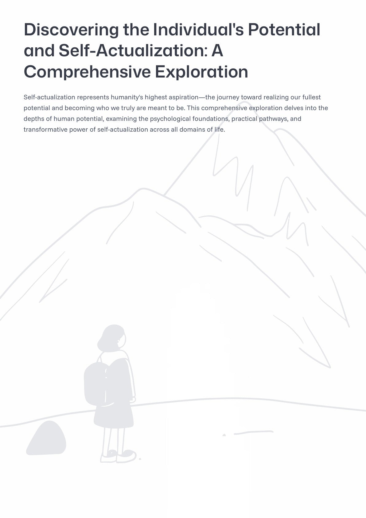D iscovering the Individual's Potential and Self-Actualization: A Comprehensive Exploration