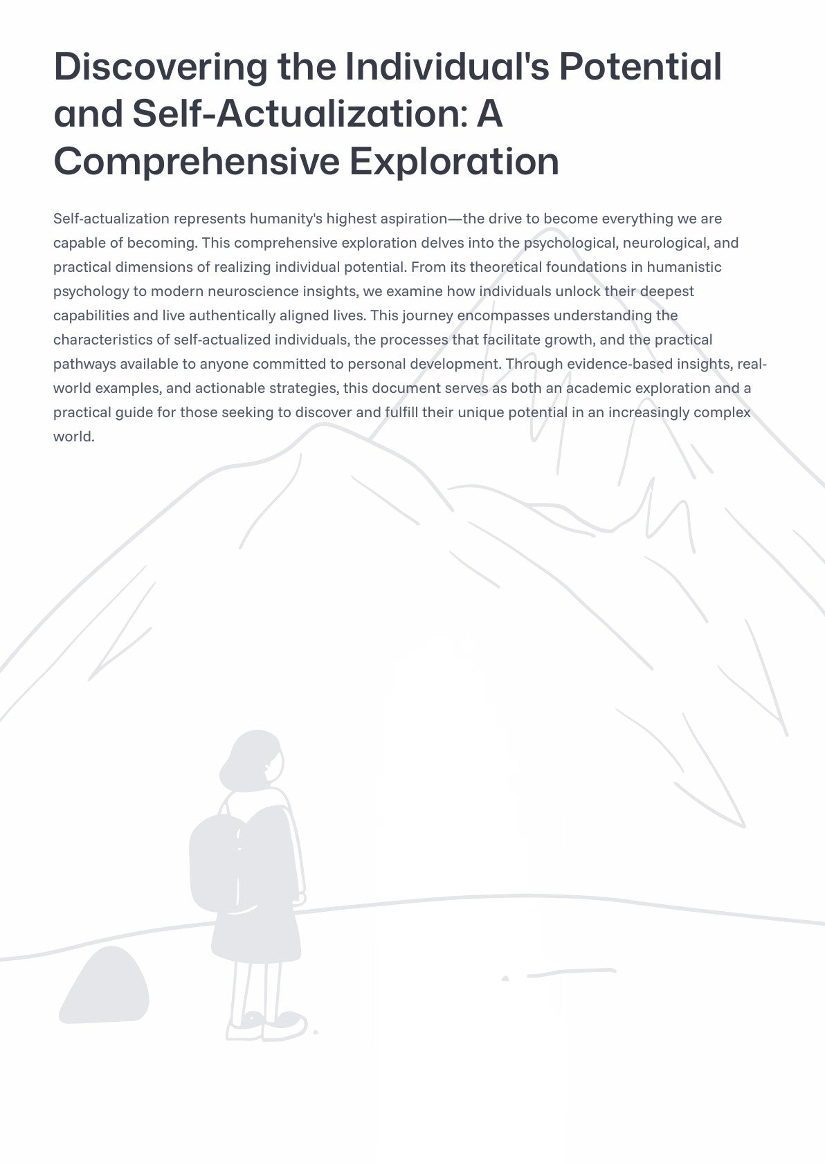 D iscovering the Individual's Potential and Self-Actualization: A Comprehensive Exploration