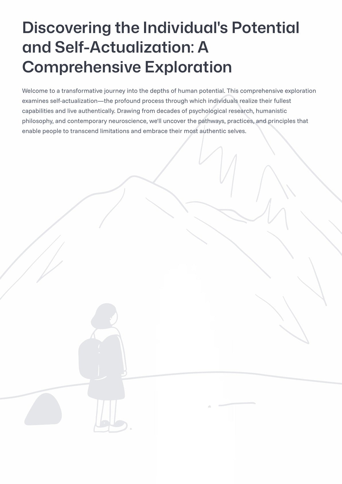 D iscovering the Individual's Potential and Self-Actualization: A Comprehensive Exploration