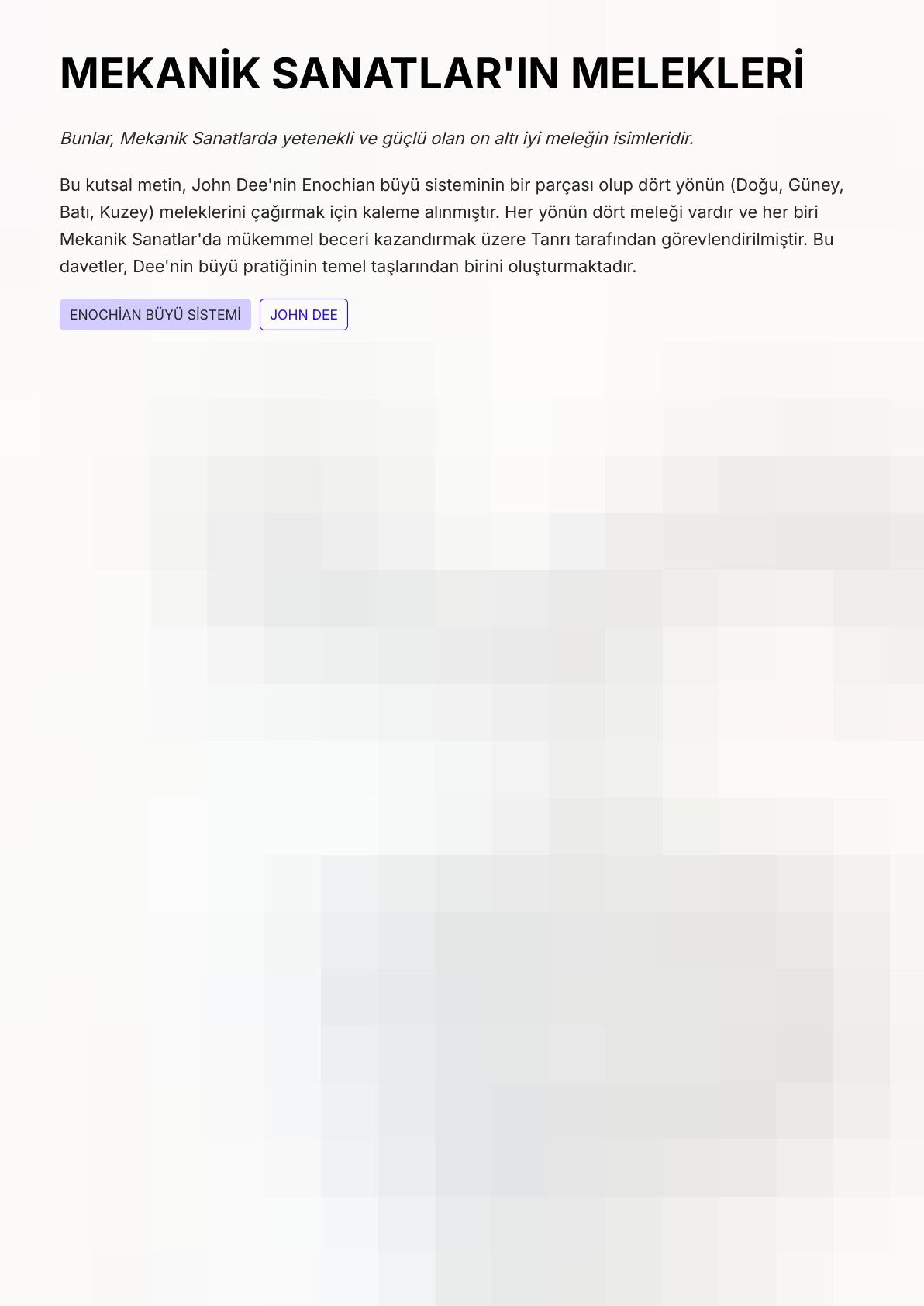 MEKANİK SANATLAR'IN MELEKLERİ