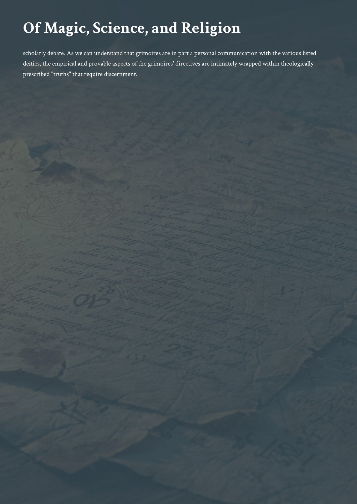 Of Mag ic, Science, and Religion