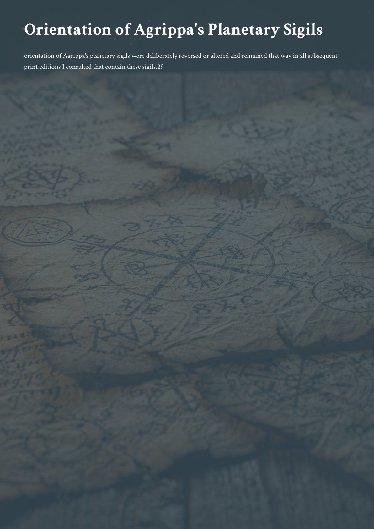 Or ientation of Agrippa's Planetary Sigils