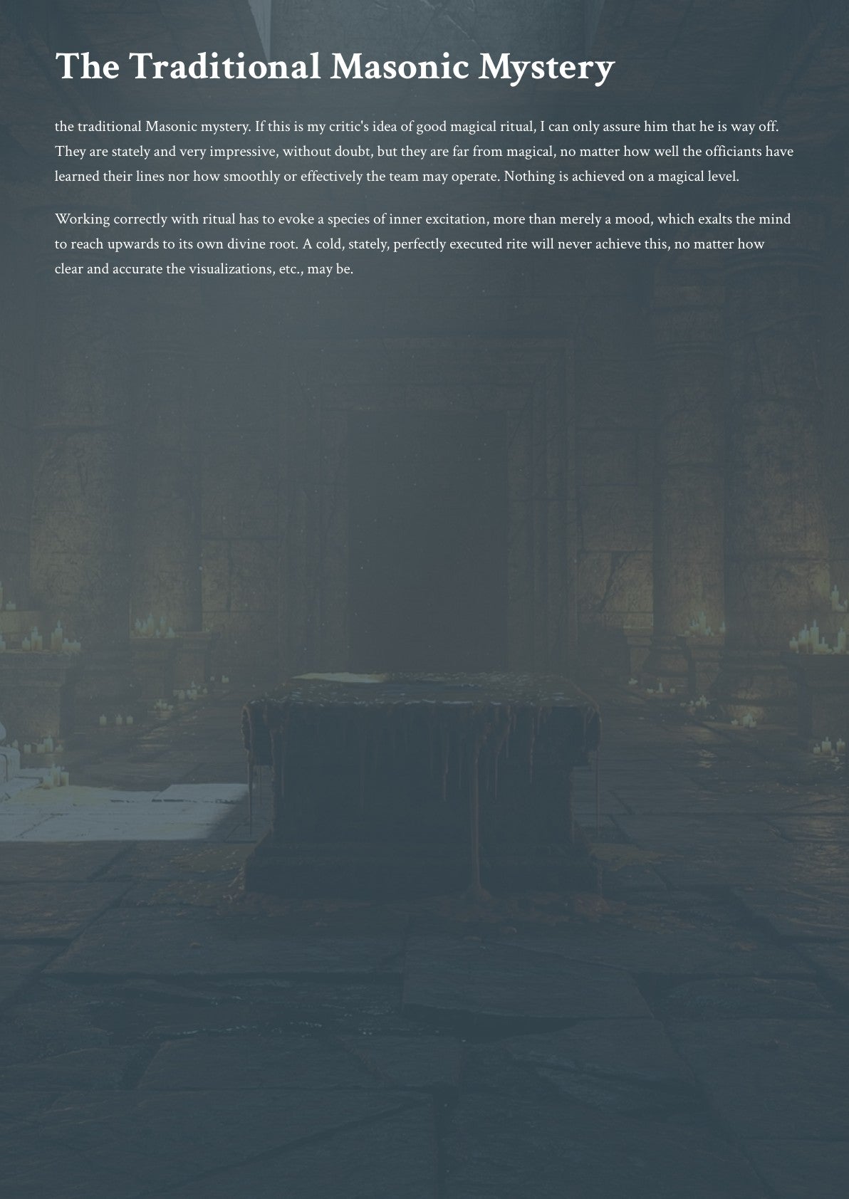The Trad itional Masonic Mystery