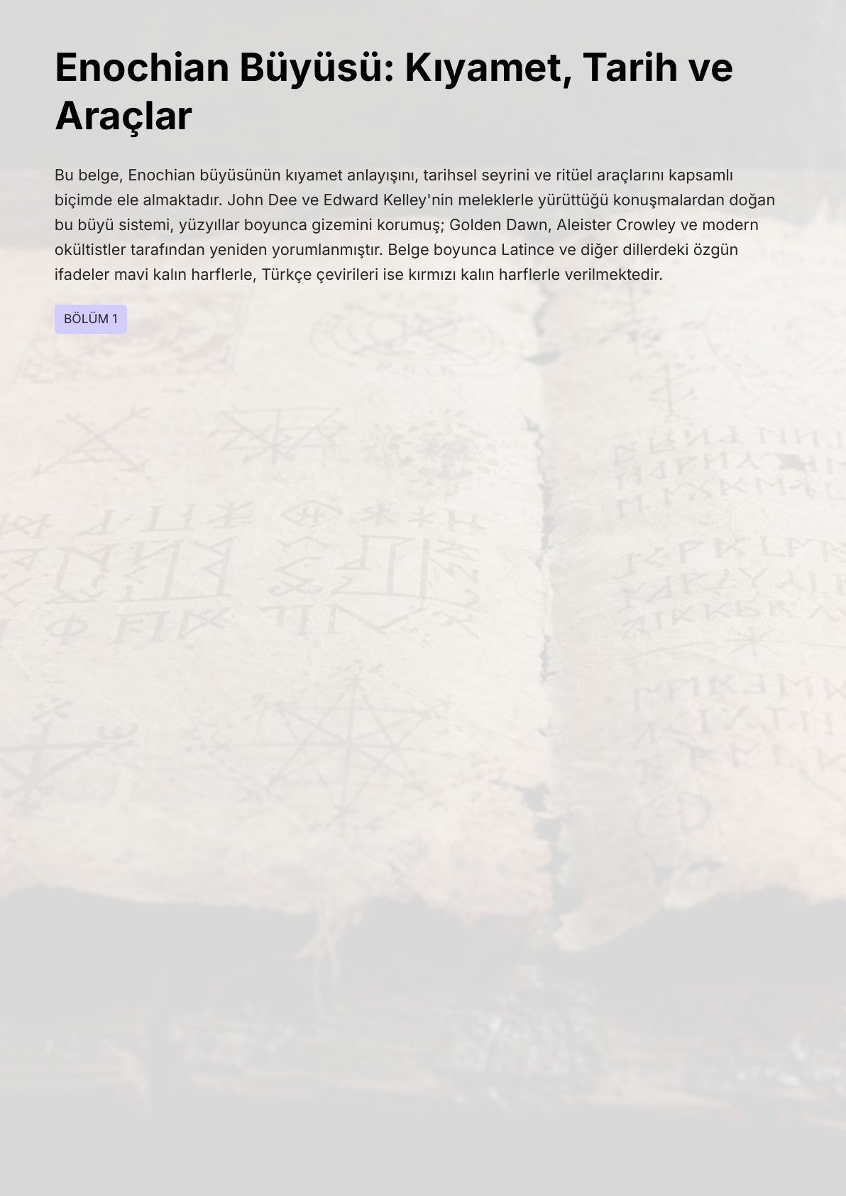 Enochian Büyüsü: Kıyamet, Tarih ve Araçlar