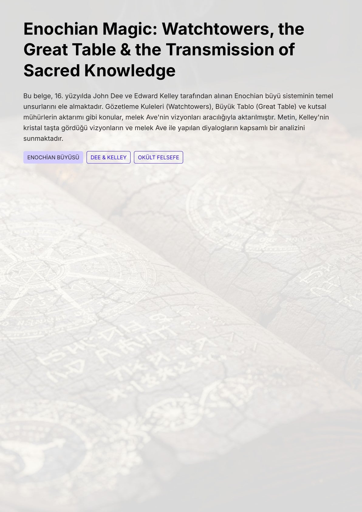 Enochian Magic: Watchtowers, the Great Table & the Transmission of Sacred Knowledge