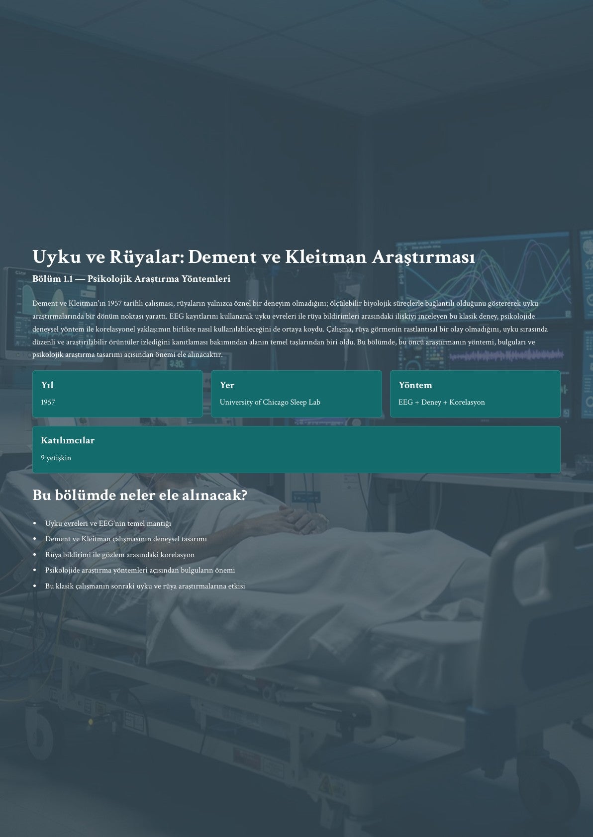 Uyku ve Rüyalar: Dement ve Kle itman Araştırması